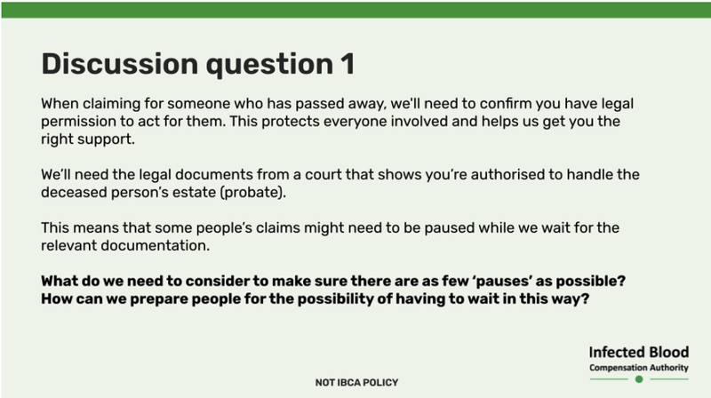 Slide about confirming you have permission to act on behalf of someone who has passed away.
