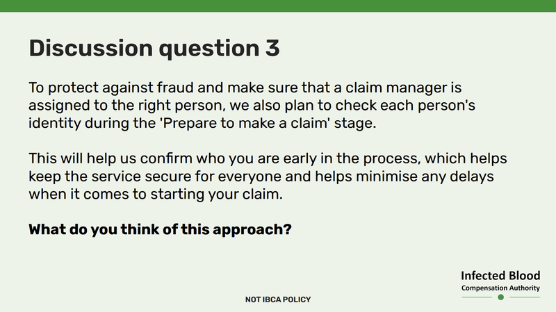 Slide question about checking identity during the prepare to make a claim stage